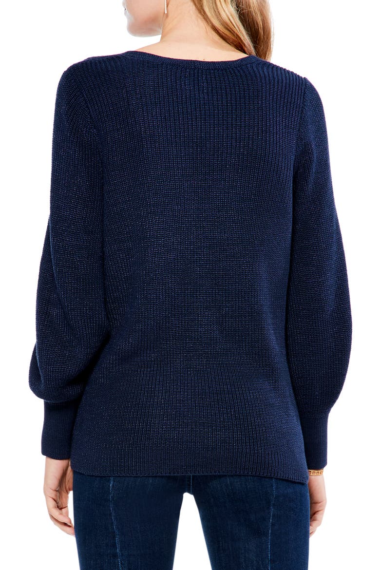 Shaker Stitch Cotton Blend Crewneck Sweater, Alternate, color, BLACK INDIGO