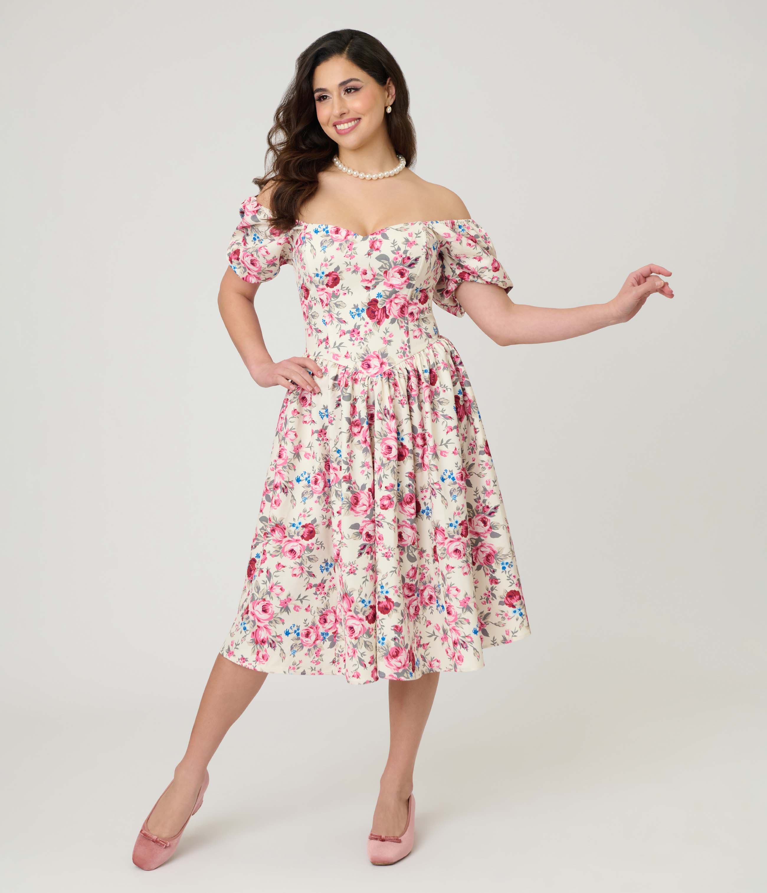 White w/ Floral Print