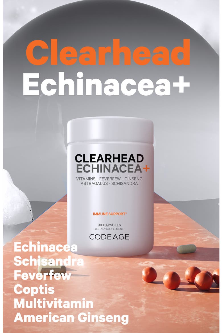 Clearhead Echinacea + Vitamins Supplement, Alternate, color, White