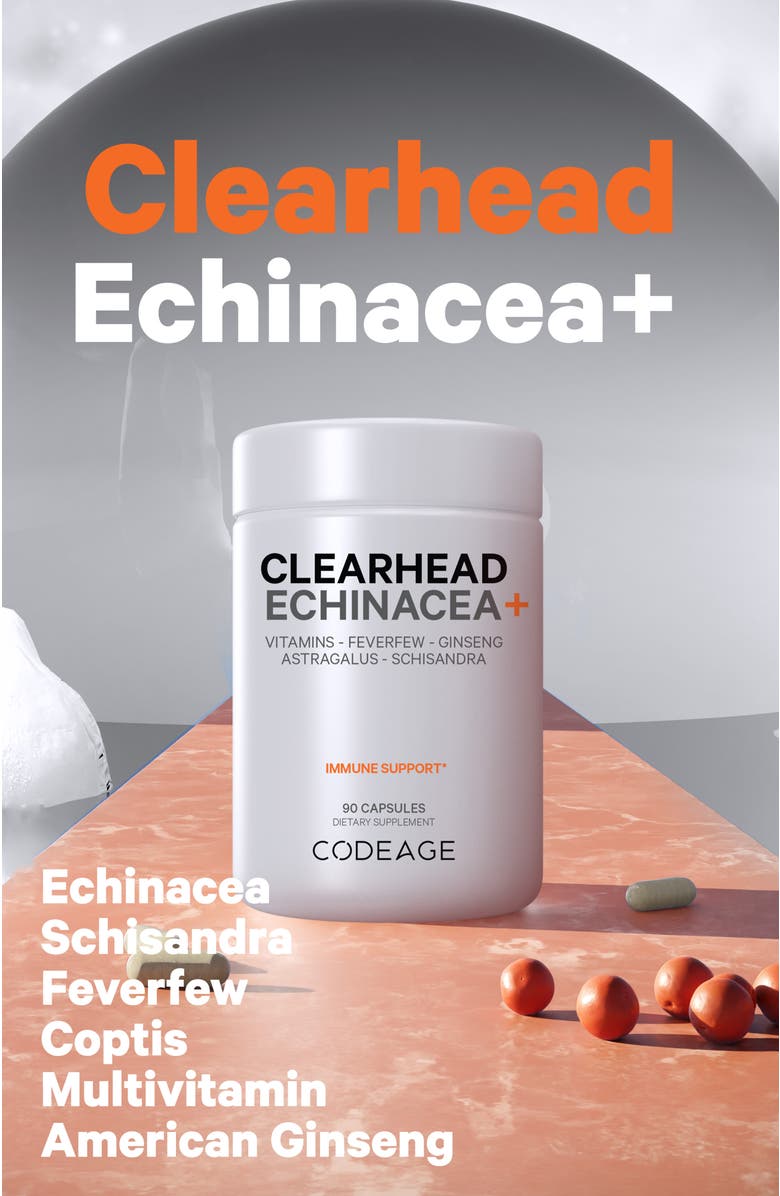 Codeage Clearhead Echinacea + Vitamins Supplement, Alternate, color, White