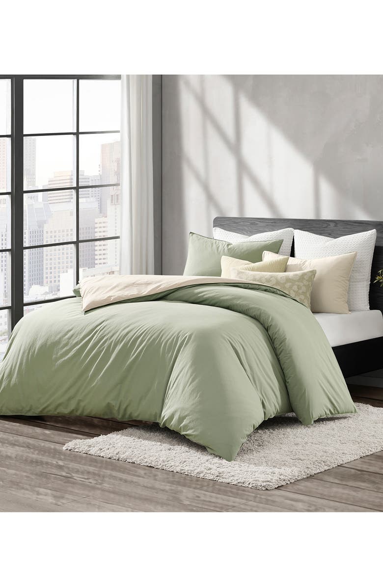 DKNY Reversible Vintage Washed Cotton Comforter & Sham Set, Alternate, color, Green/ Khaki