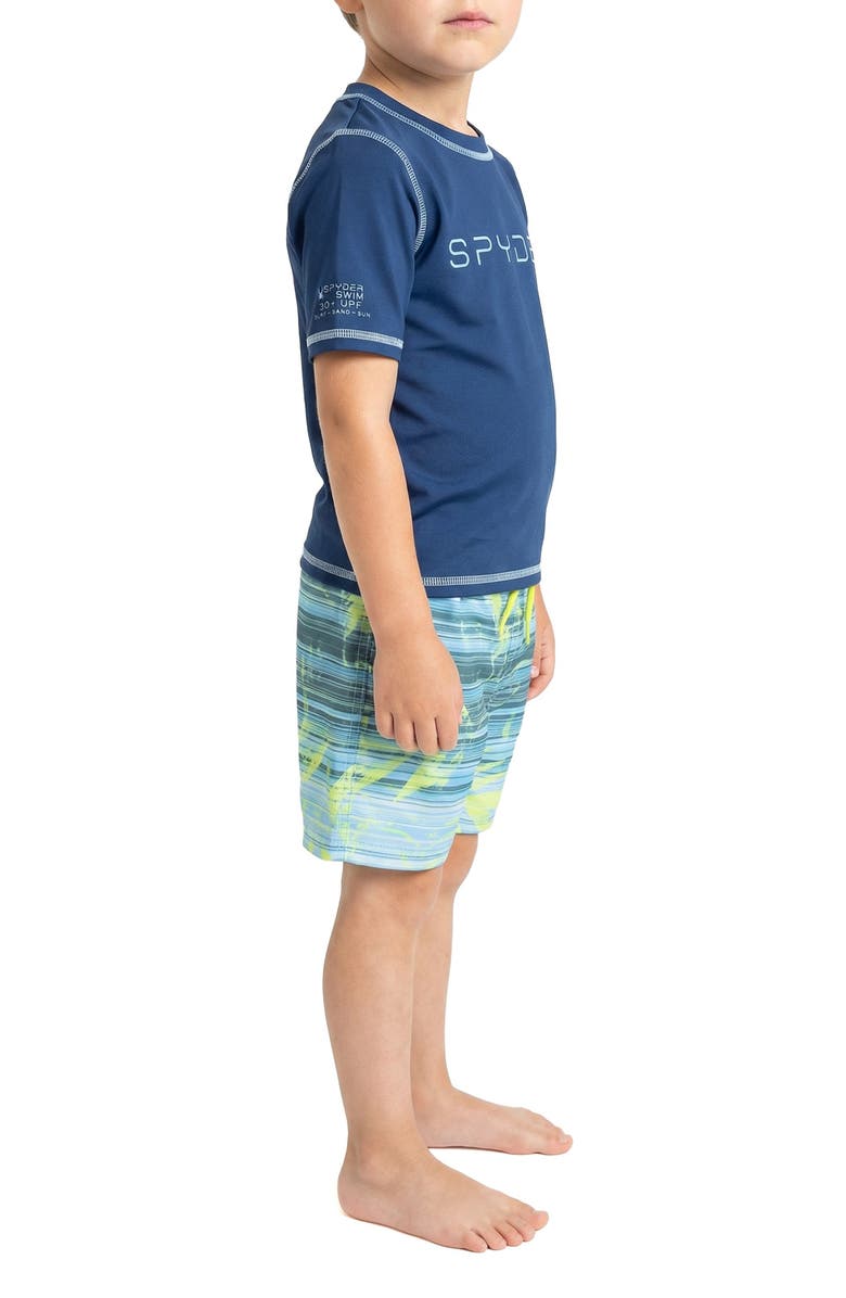 Spyder Kids' Rashguard Top & Swim Trunks Set, Alternate, color, Alaskan Blue