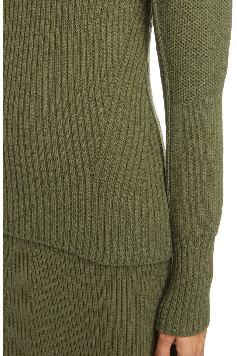 Mixed Stitch Wool Sweater, Alternate, color, 3F5-SMOKY LEAF