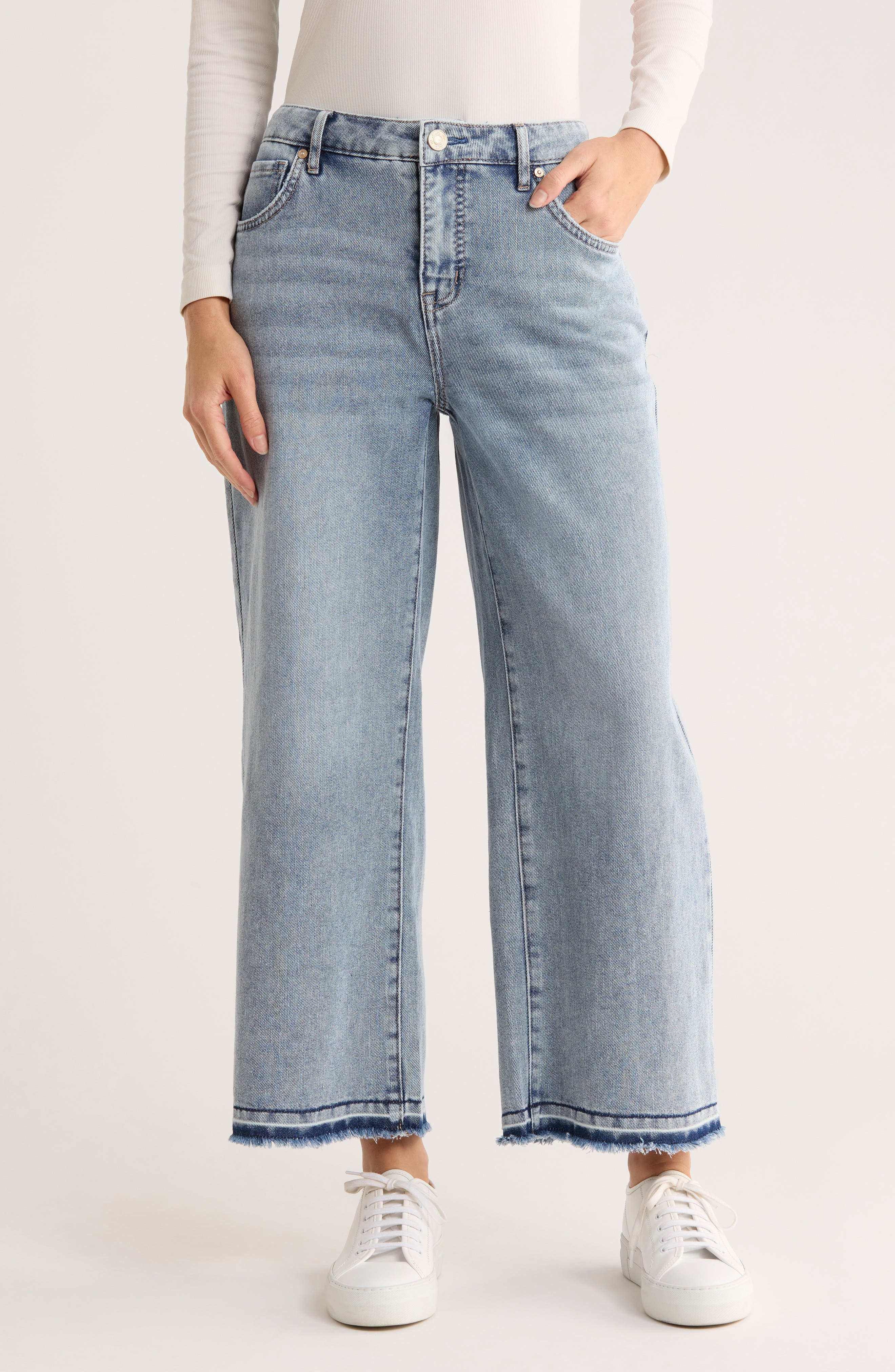 Seven7 Featherweight Release Hem Crop Wide Leg Jeans