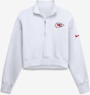 Nike Women's Nike White Kansas City Chiefs Oversized Phoenix Fleece Cropped Quarter-Zip Sweatshirt