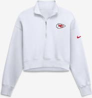 Nike Women's Nike White Kansas City Chiefs Oversized Phoenix Fleece Cropped Quarter-Zip Sweatshirt