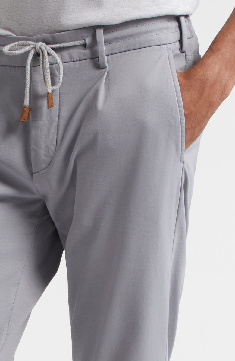 Eleventy Pleated Drawstring Waist Stretch Cotton Blend Pants, Alternate, color, 08 Denim