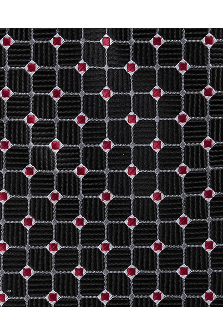 Big & Tall Geometric Grid Patterned Tie, Alternate, color, BLACK