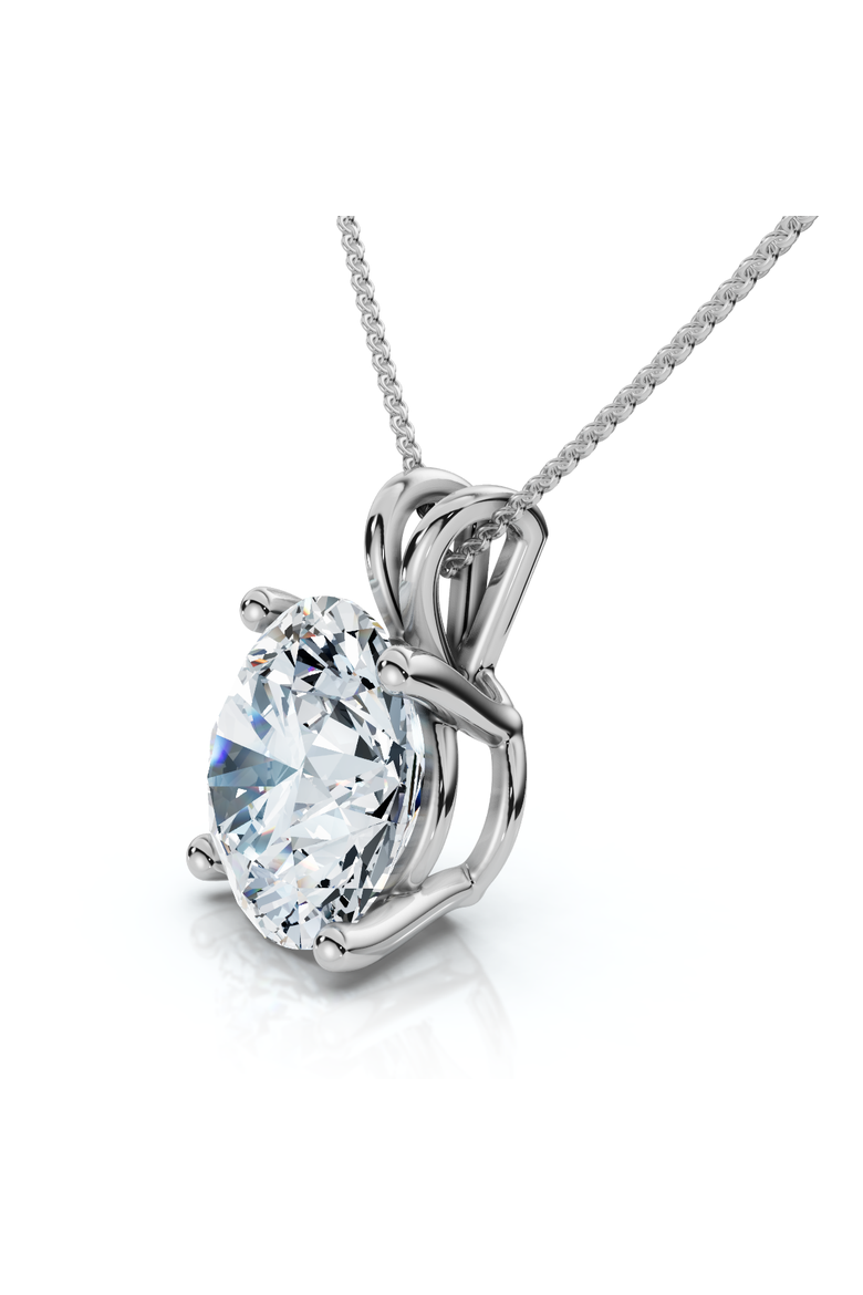 1Ct Solitaire Diamond Pendant 14k Gold Lab Grown 18" Necklace, Alternate, color, 14k White Gold