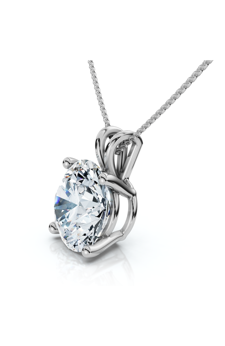 Bliss Diamond Certified 3Ct Solitaire Round Diamond Pendant 14k Gold Necklace Lab Grown 18", Alternate, color, White Gold