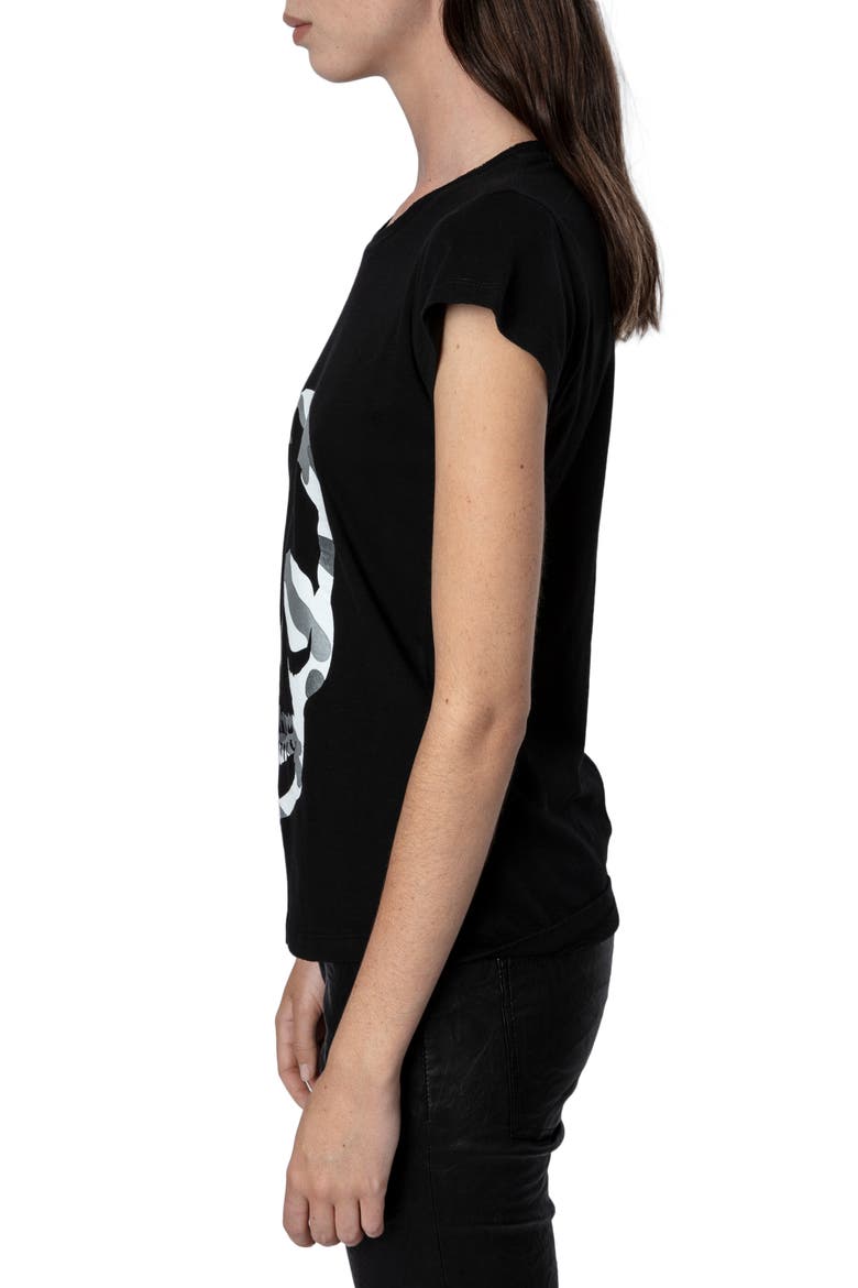 Camo Skull Cotton & Modal Graphic Tee, Alternate, color, NOIR