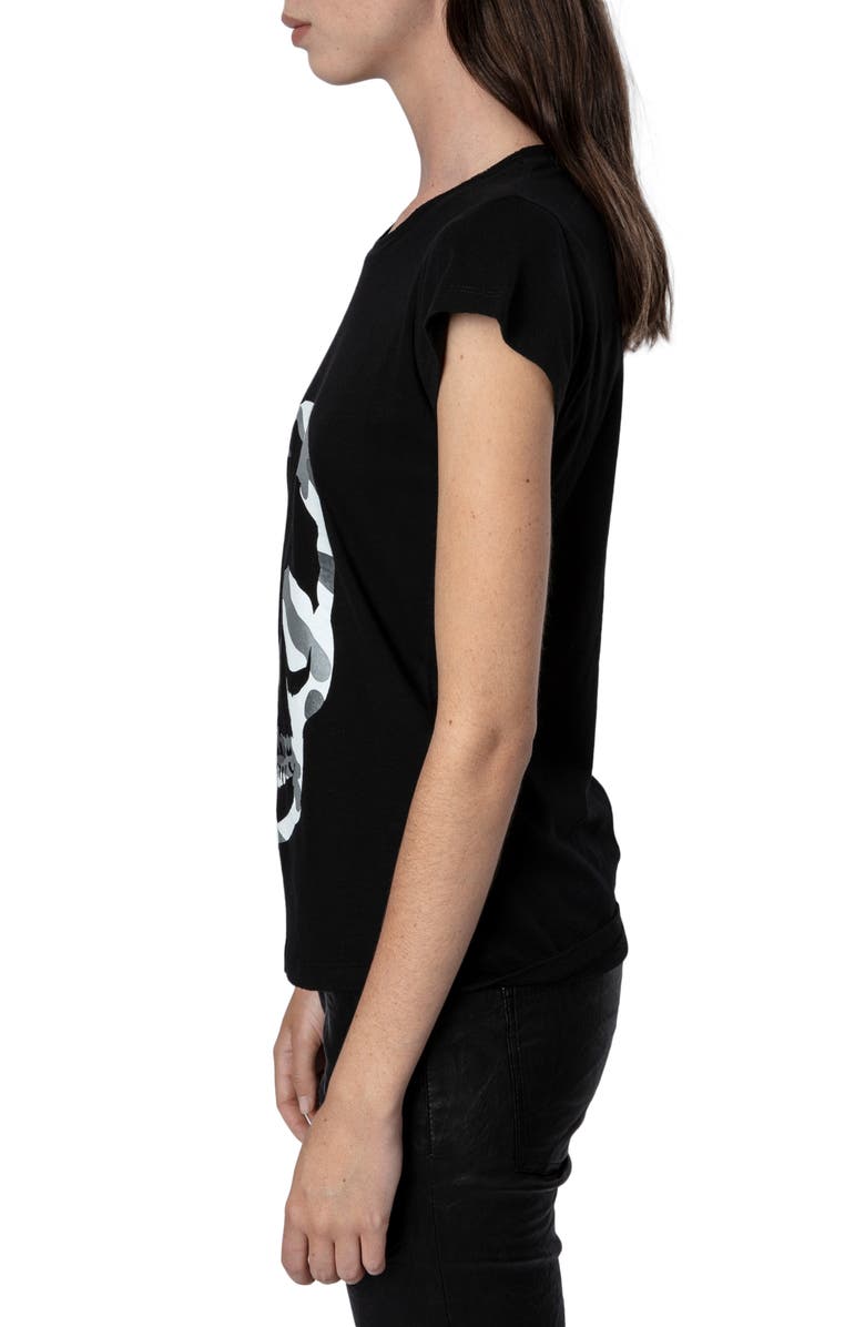 Zadig & Voltaire Camo Skull Cotton & Modal Graphic Tee, Alternate, color,