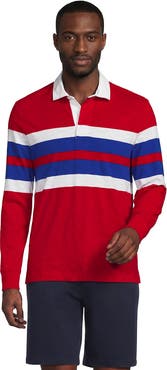 Lands' End Long Sleeve Textured Rugby Polo