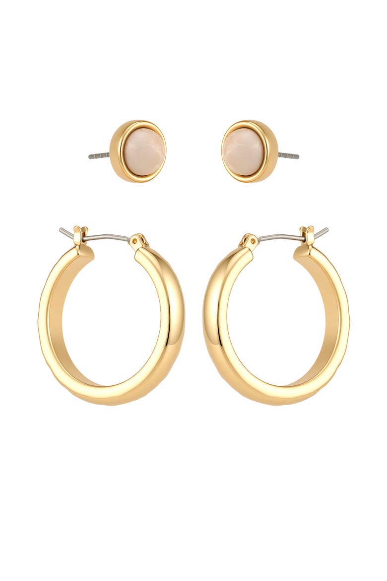 Gold-Tone Serpentine Stud & Hoop Earring Set, Alternate, color, Gold