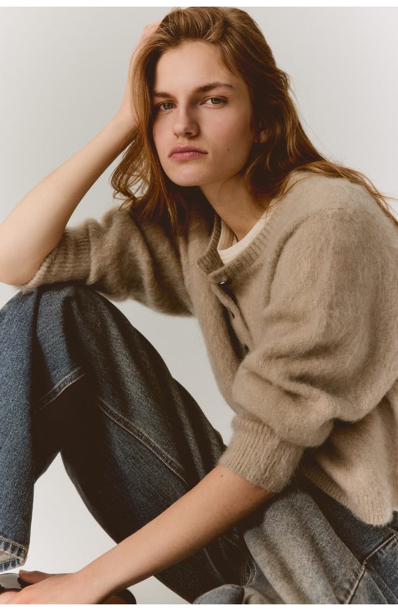 H&M Mohair-blend Cardigan, Alternate, color, Beige