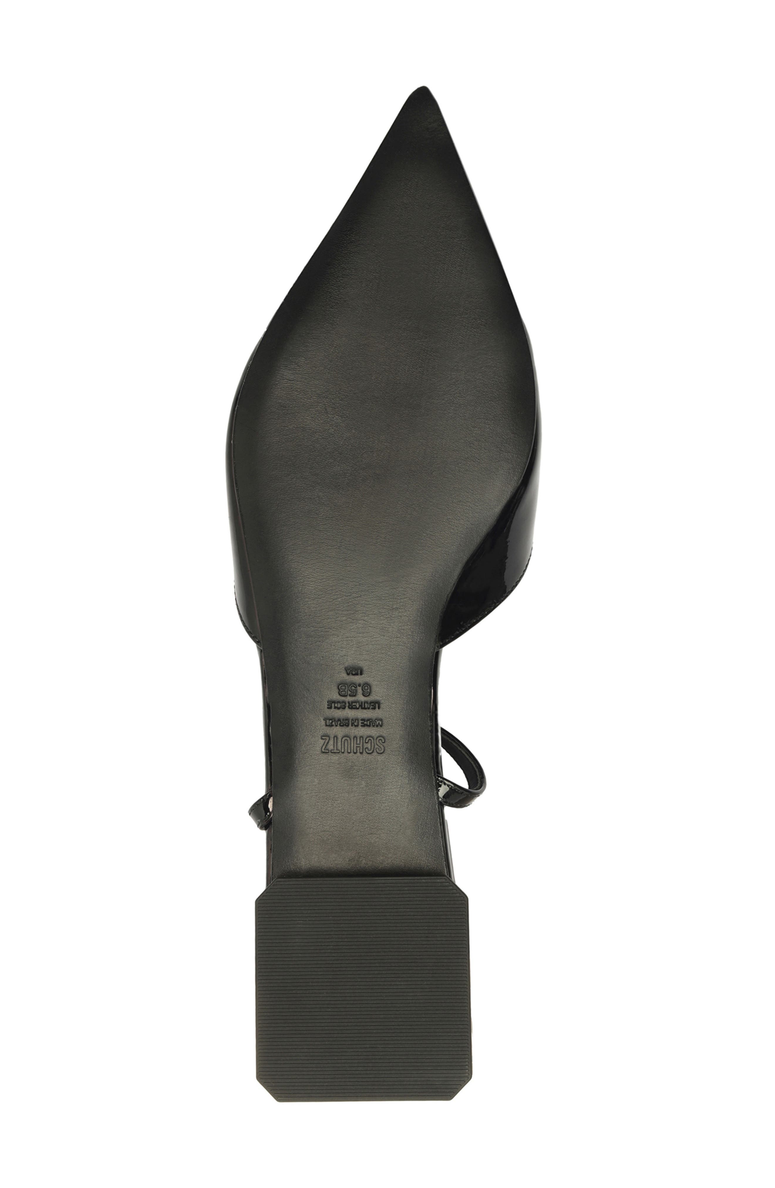 Schutz Allure Pointed Toe T-Strap Flat, Alternate, color, Black