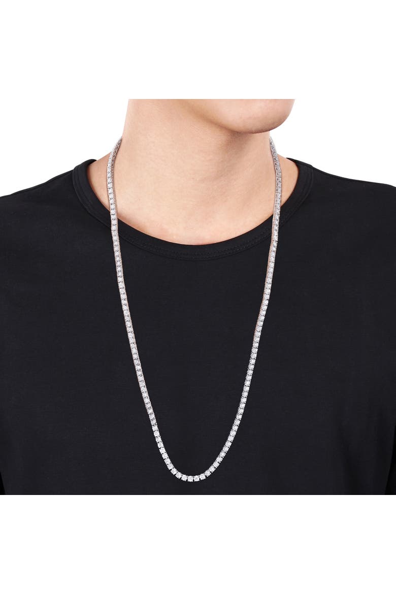 Men's Lab-Grown Diamond Tennis Necklace, Alternate, color, Sterling Silver
