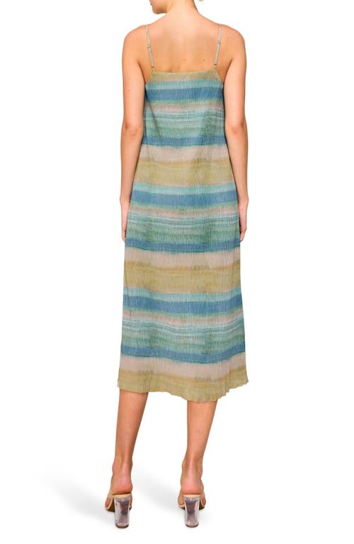 Melloday Stripe Crinkled Midi Slipdress