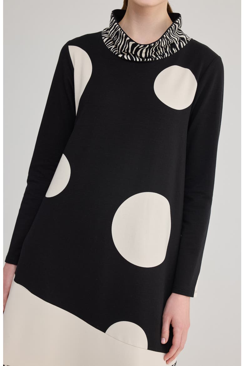 Giulia Mixed Printed Jersey Dress, Alternate, color, Black