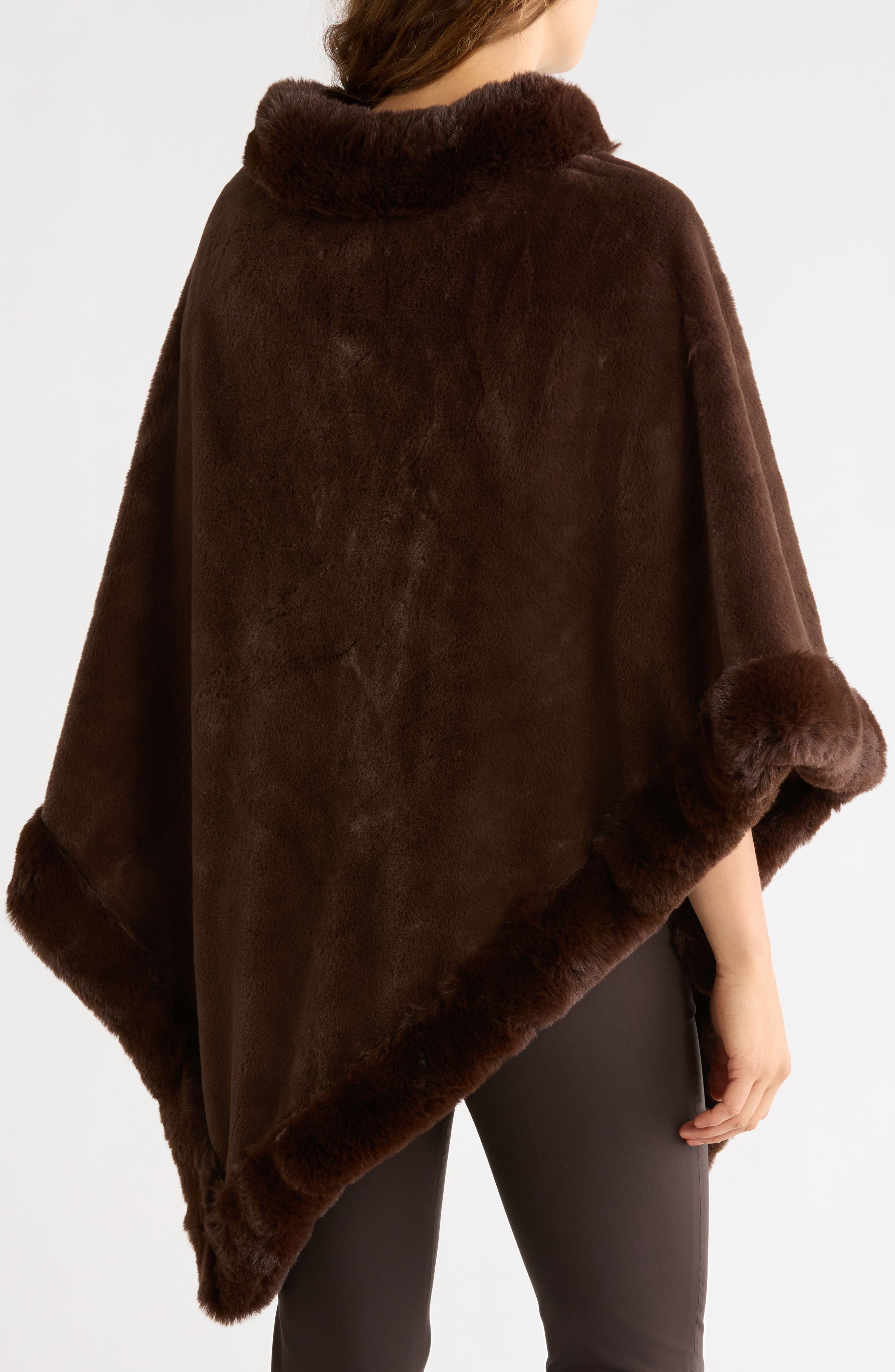 Faux Fur Trim Poncho