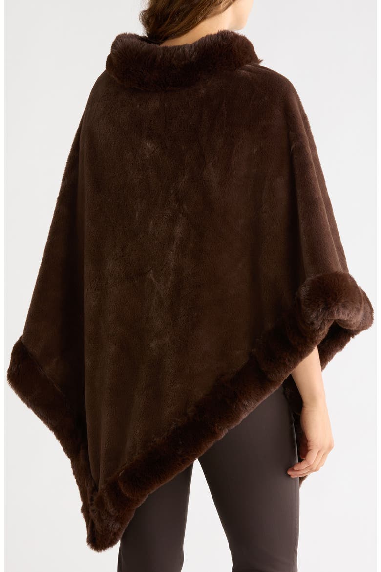 Faux Fur Trim Poncho, Main, color, CHOCOLATE