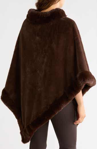 Faux Fur Trim Poncho