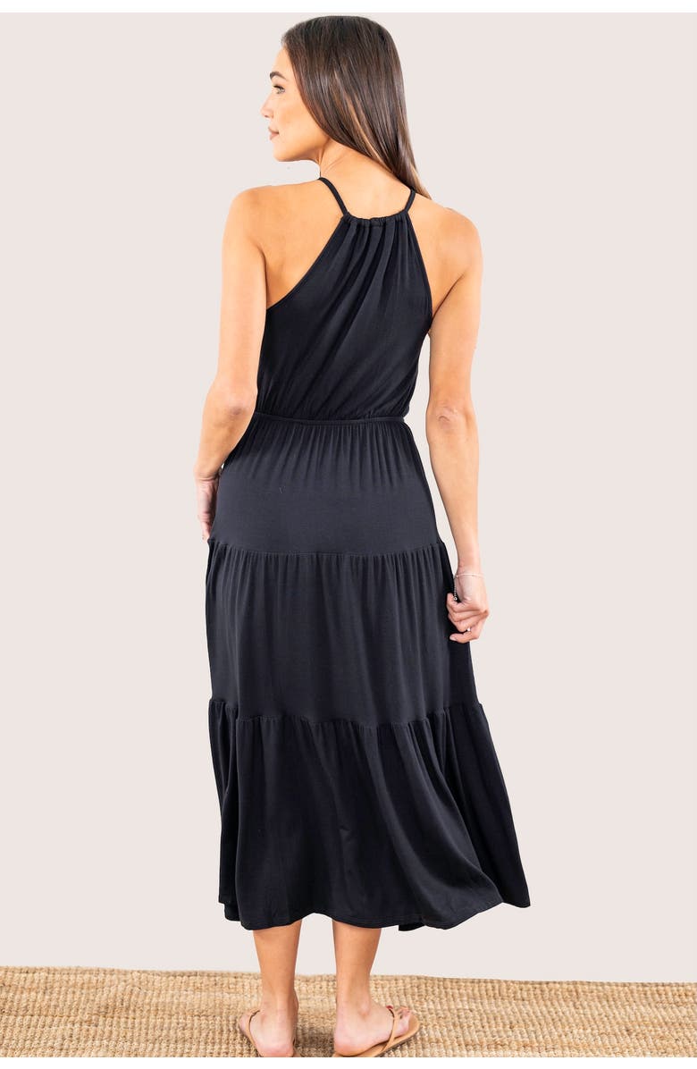 JJwinks Bon Voyage Built-In Shelf Tiered Midi Dress, Alternate, color, Black