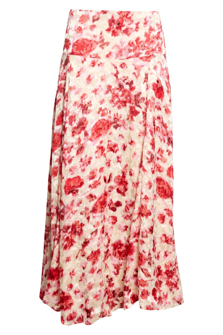 Hilza Floral Burnout Devoré Georgette Maxi Skirt, Alternate, color, ECRU/ PINK