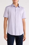 Bugatchi Plaid Stretch Cotton Short Sleeve Button-Up Shirt