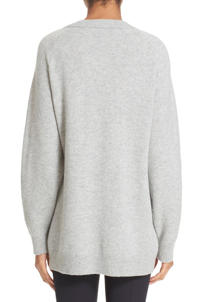 T by Alexander Wang Wool & Cashmere V-Neck Sweater, Alternate, color, HEATHER GREY