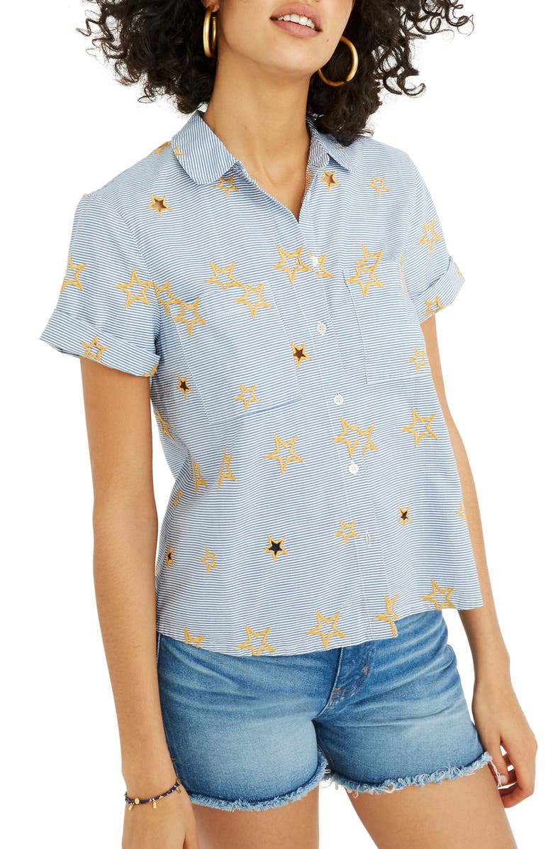 Madewell Star Embroidered Stripe Shirt, Main, color,