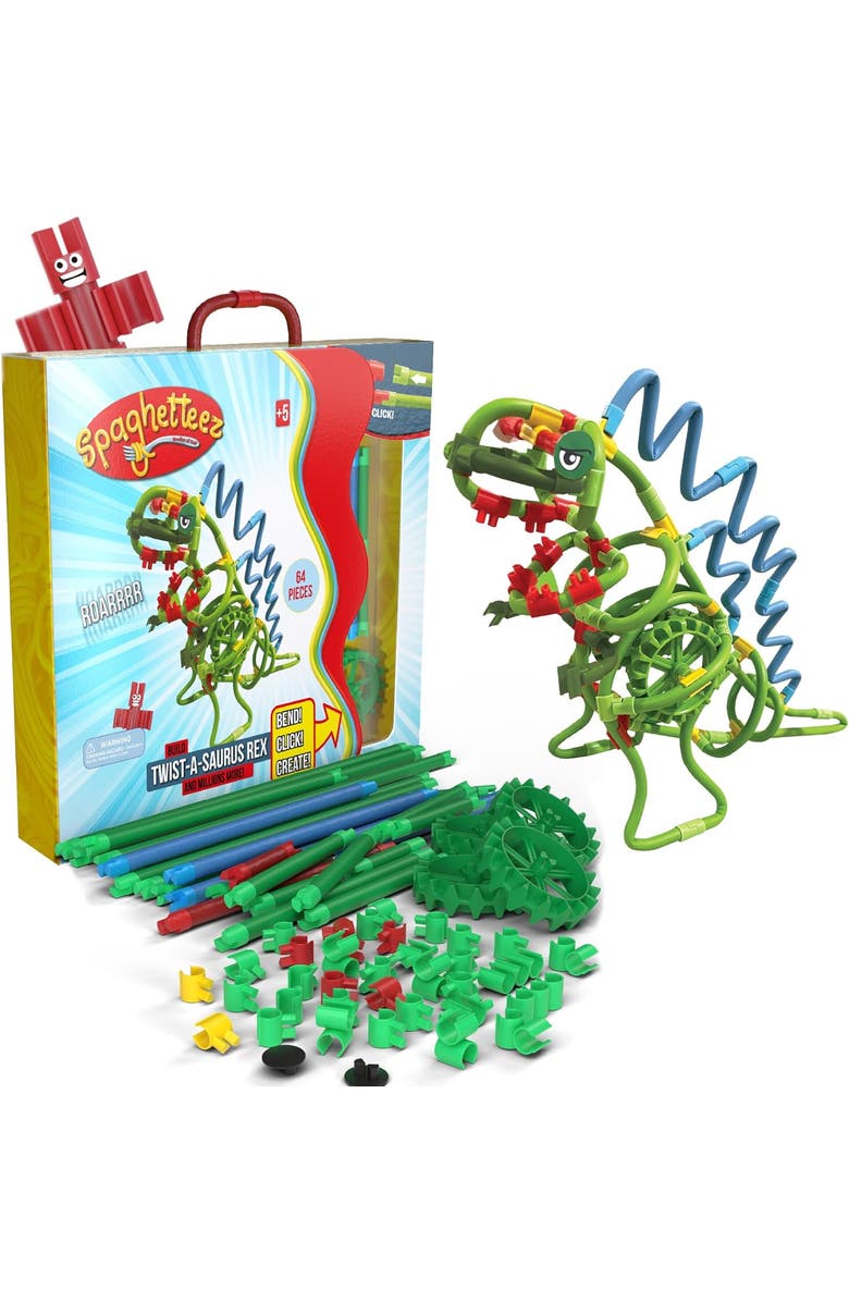 Mukikim Spaghetteez Twist-A-Saurus Rex. Flexible and Connectable Dinosaur Building Kit for Kids. Fun and Educational Toy that Develops Creativity, STEM Skills, and Fine Motor Abilities. Ideal for Age 5+, Main, color, Multi