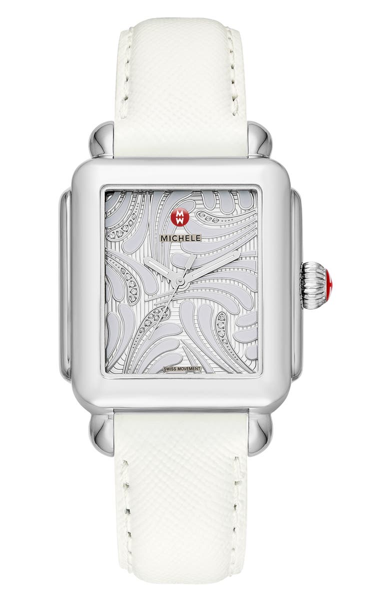 MICHELE Deco Diamond Diamond Dial Watch Head, 33mm x 35mm, Alternate, color,