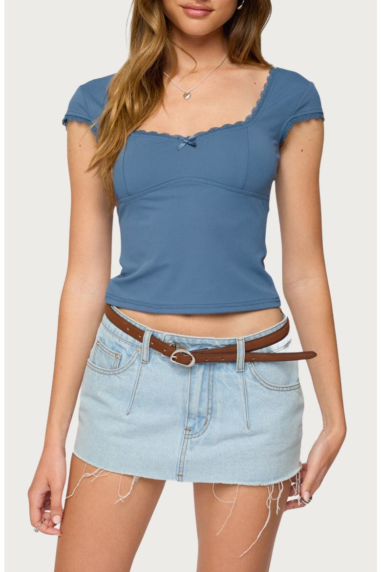 Adela Cap Sleeve Top, Main, color, BLUE