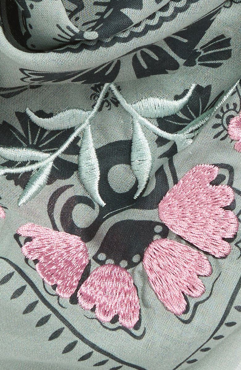 Treasure & Bond Floral Embroidered Bandana, Alternate, color, Sage Regalia