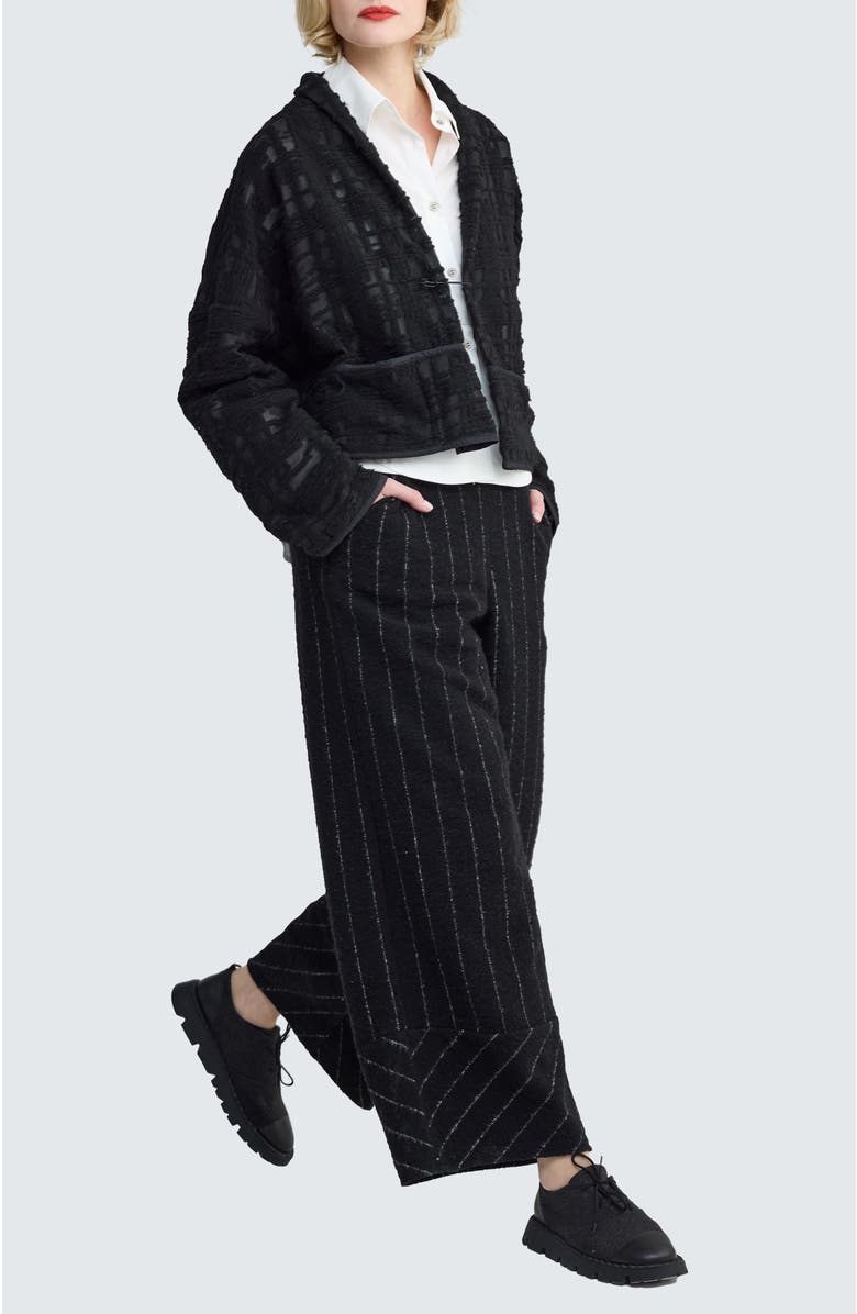 LUUKAA Illora Striped-Felt Pants, Alternate, color, Monochrome Black