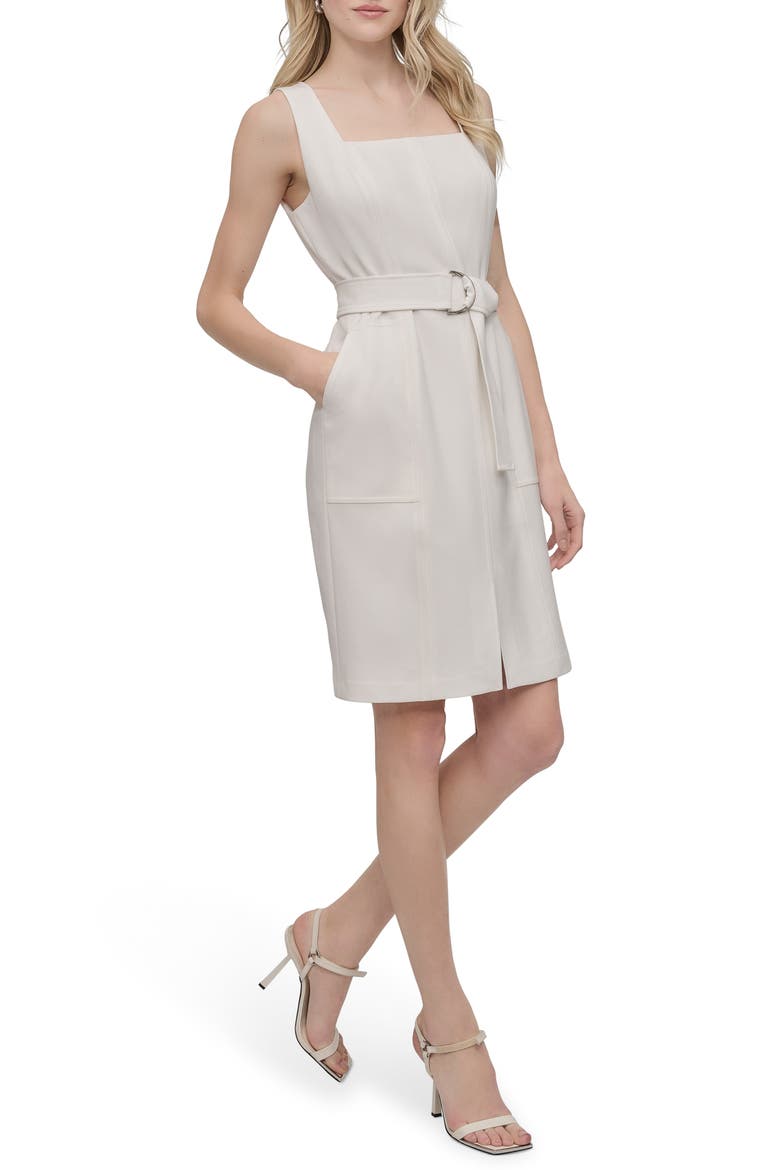 Sleeveless Square Neck Dress, Alternate, color, IVORY