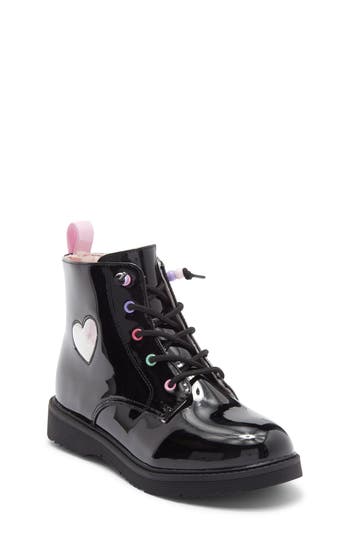 Harper Canyon Kids' Victorya Heart Combat Boot In Black