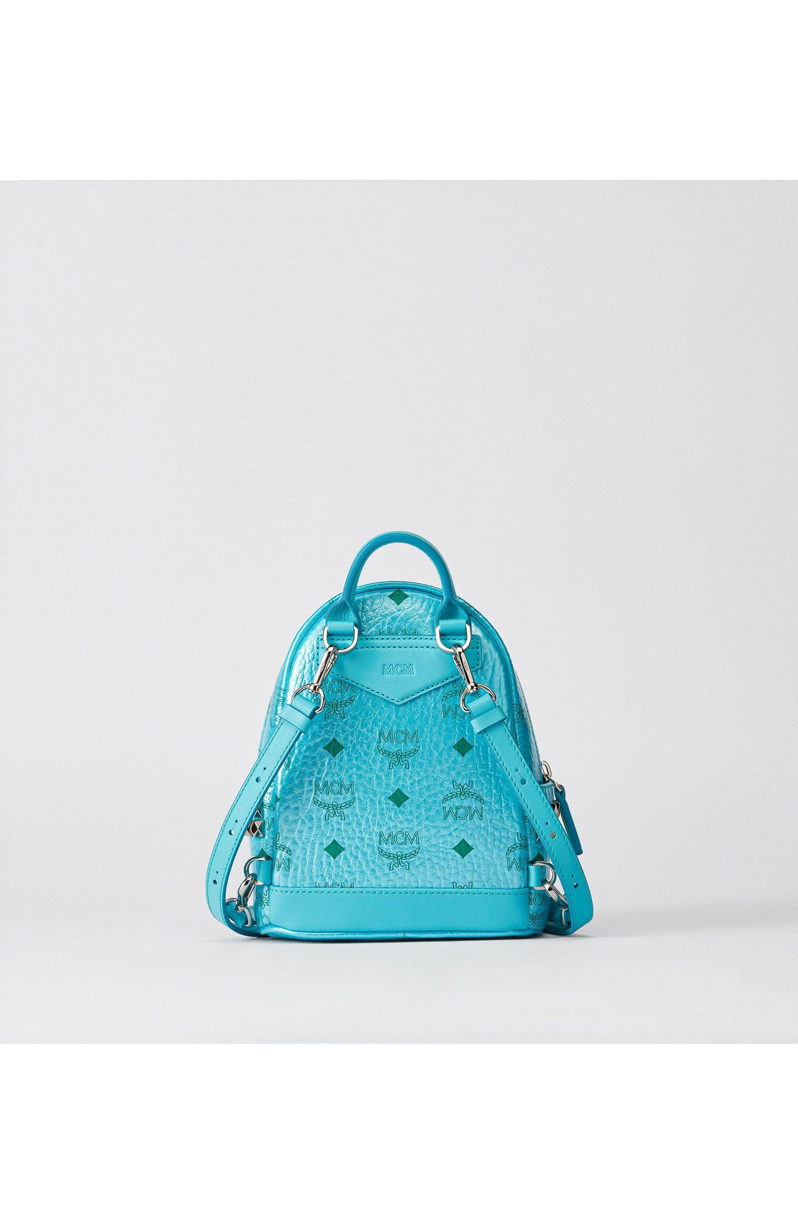 X-Mini Stark Bebe Boo Side Studs Backpack in Visetos, Alternate, color, Blue Ceramic