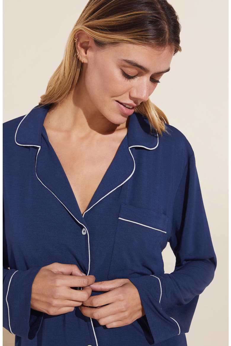 Gisele Long Pajamas, Alternate, color, NAVY/IVORY