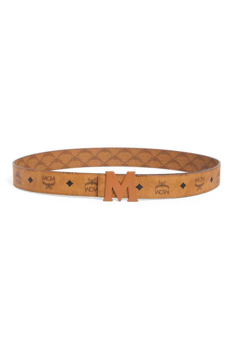 Claus VI Leather Belt, Main, color, COGNAC