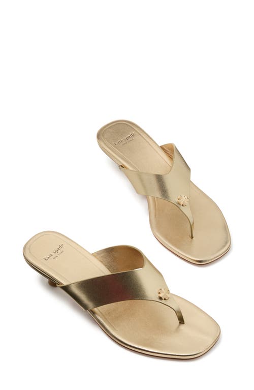 Kate Spade Spade Flower Kitten Heel Sandals In Pale Gold