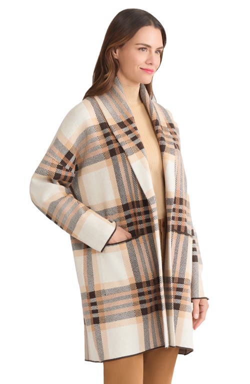 Jones New York Shawl Collar Plaid Coat In Metallic