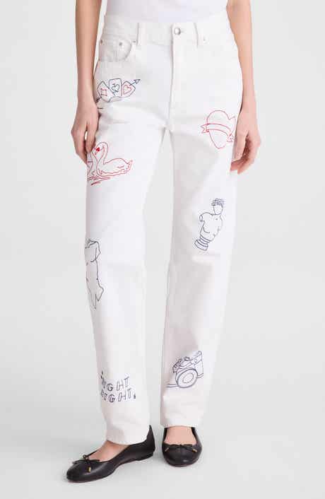 Embroidered Slim Boyfriend Jeans