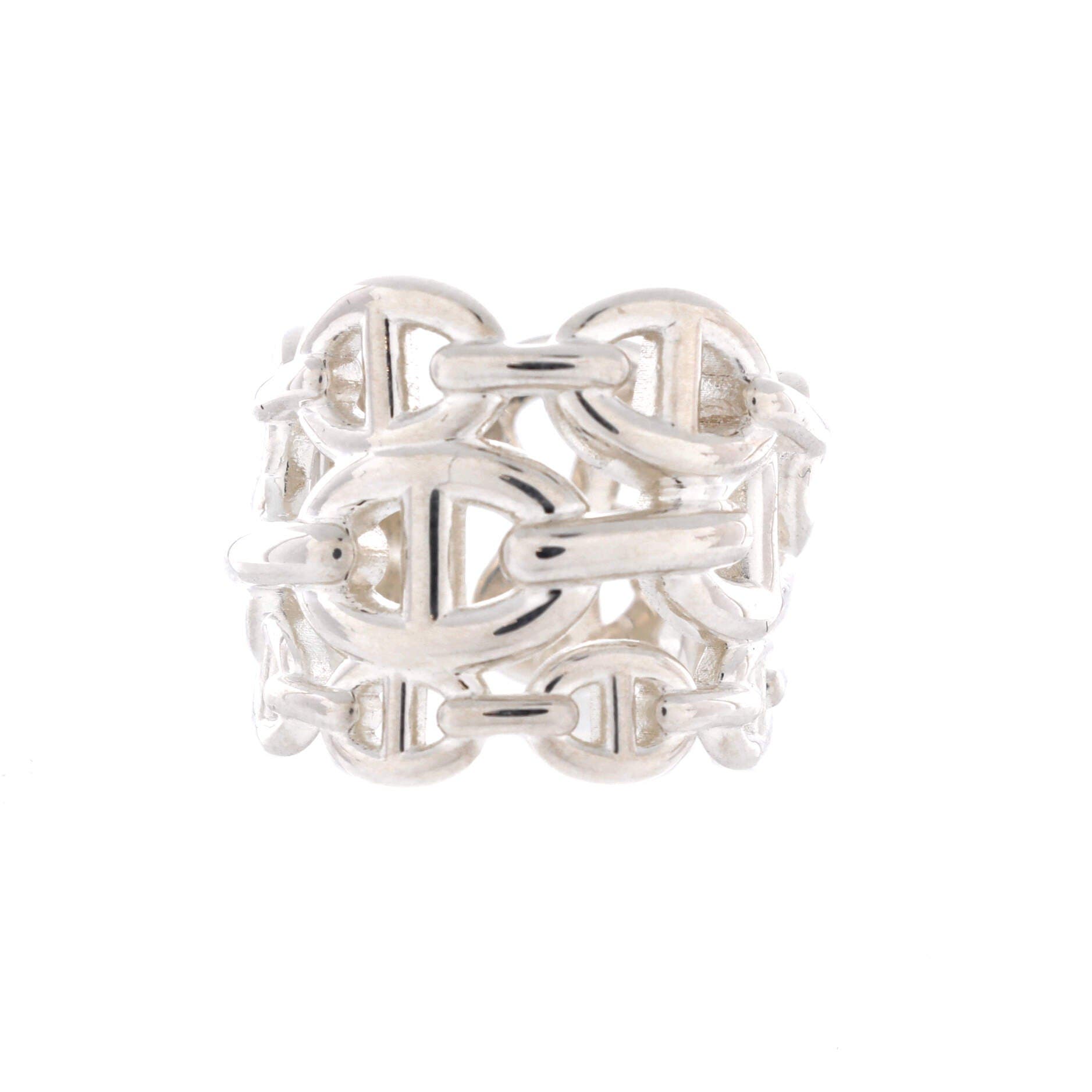 Pre-Owned Hermes Chaine d'Ancre Enchainee Ring Sterling Silver GM, Main, color, Silver