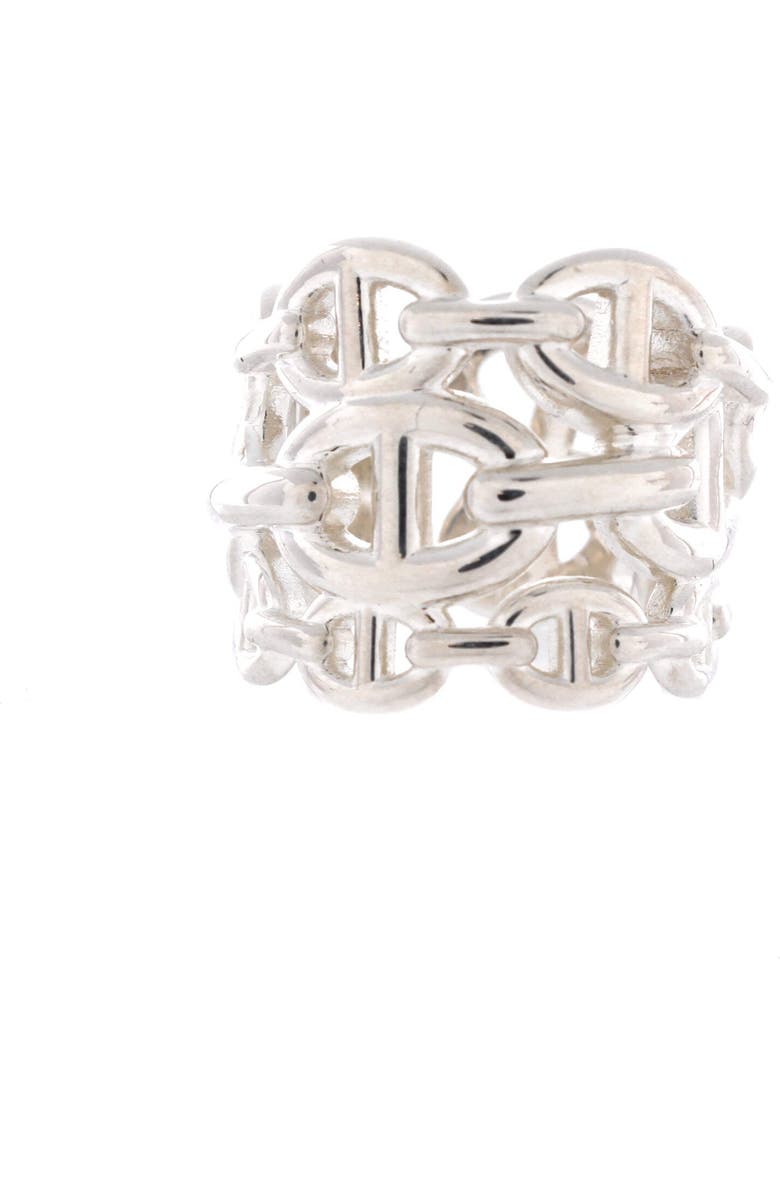 Pre-Owned Hermes Chaine d'Ancre Enchainee Ring Sterling Silver GM, Main, color, Silver