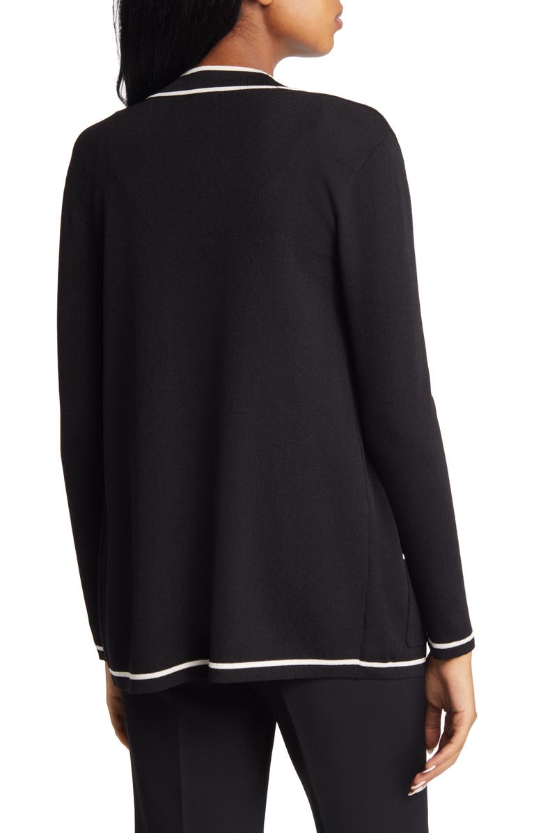 Anne Klein Malibu Tipped Cardigan, Alternate, color, Anne Black Anne White