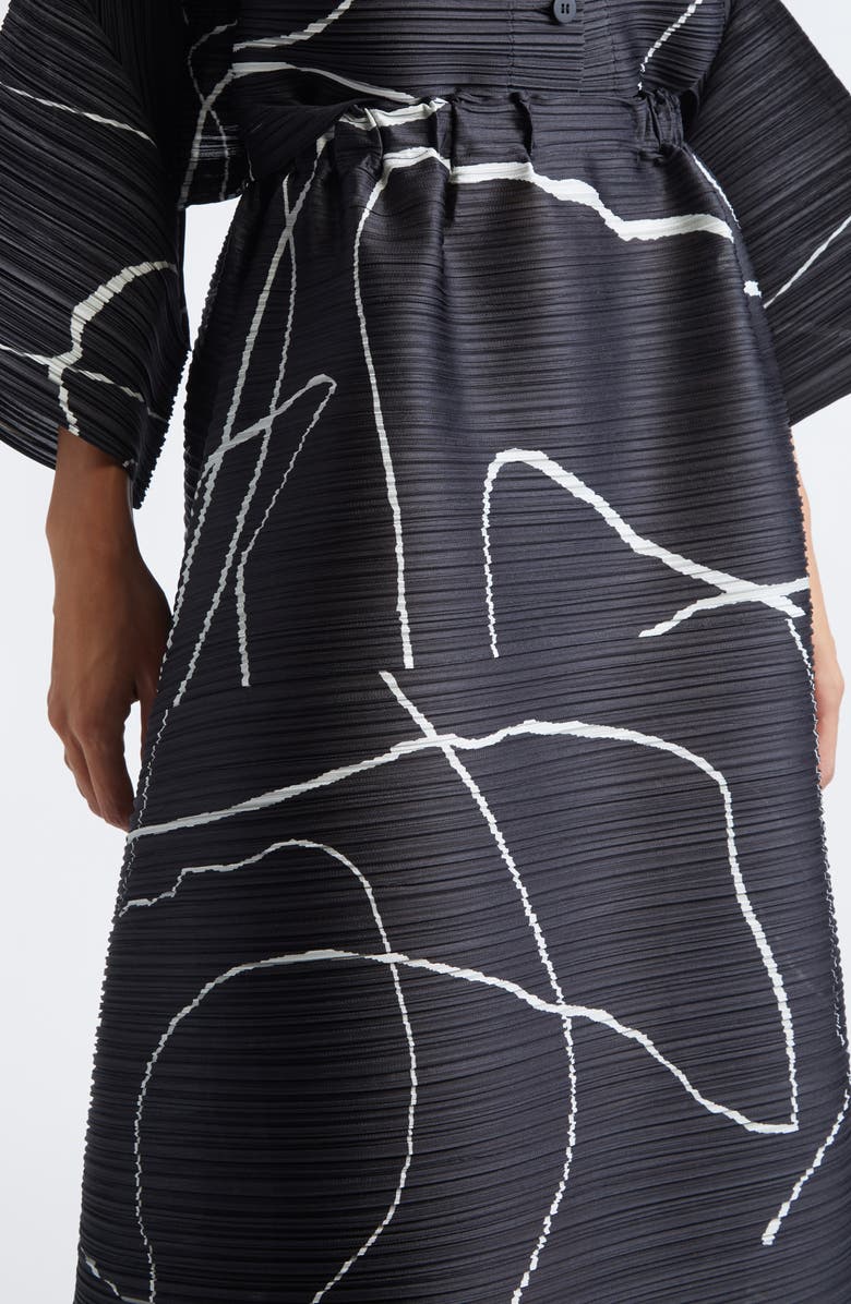Pleats Please Issey Miyake Pause Print Pleated Midi Skirt, Alternate, color, Black