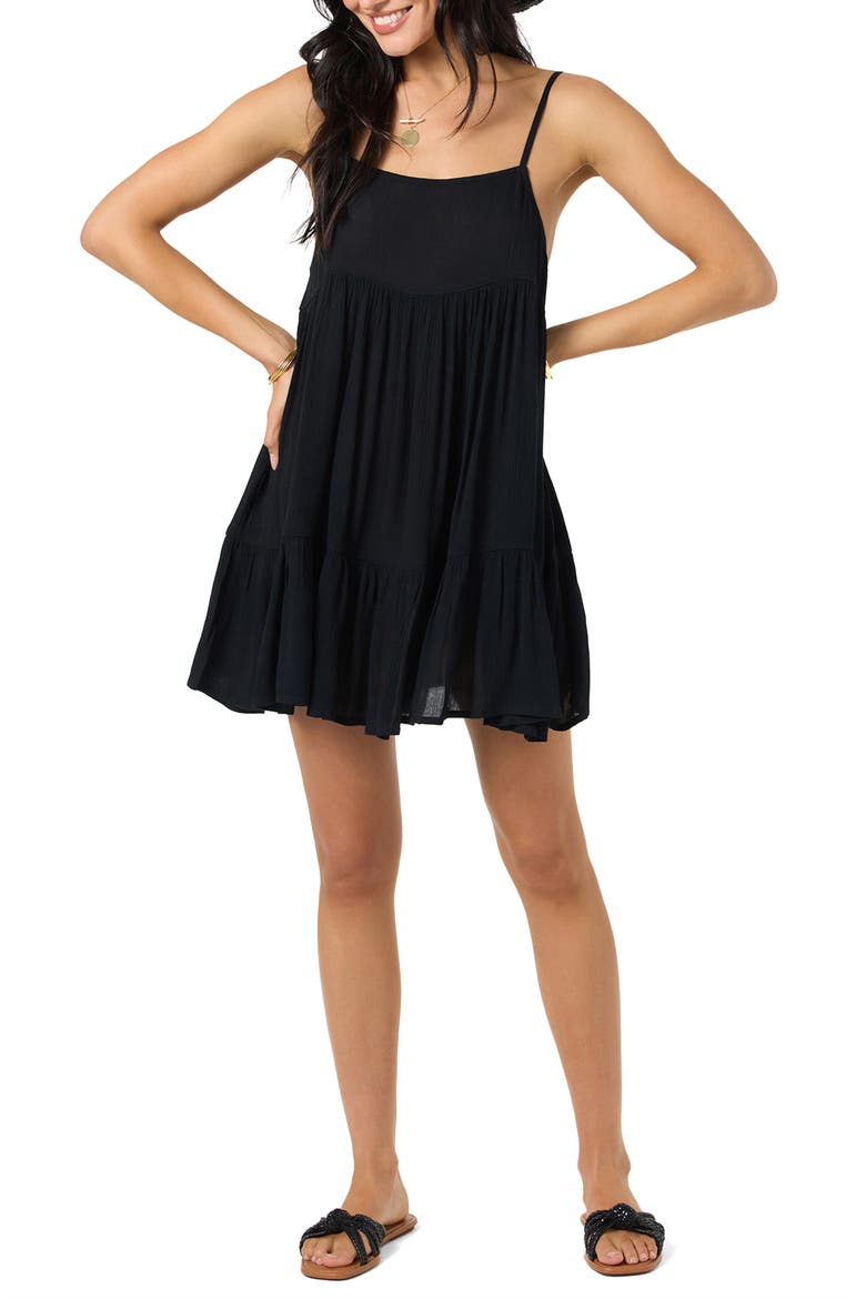 Saltwater Rilee Cover-Up Minidress, Alternate, color, BLACK