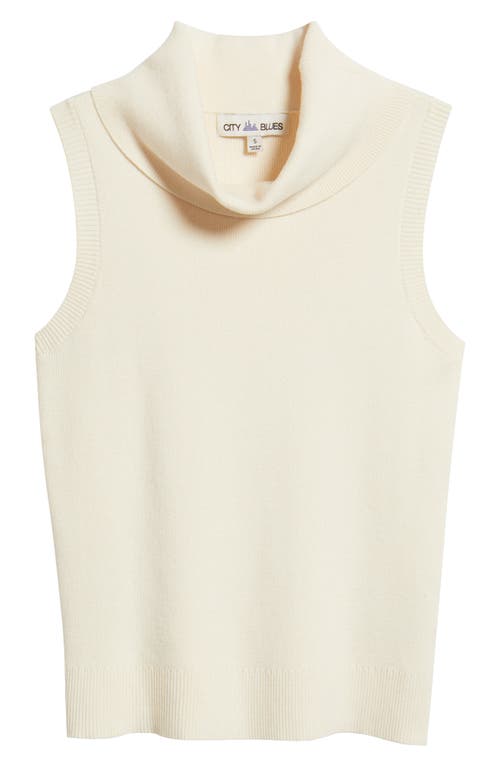 City Blues Turtleneck Sleeveless Sweater In White